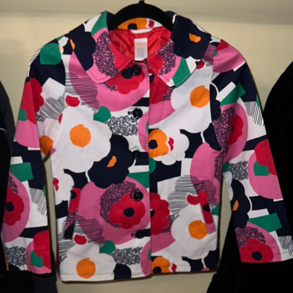 Gymboree girls floral button down coat Medium 7/8
